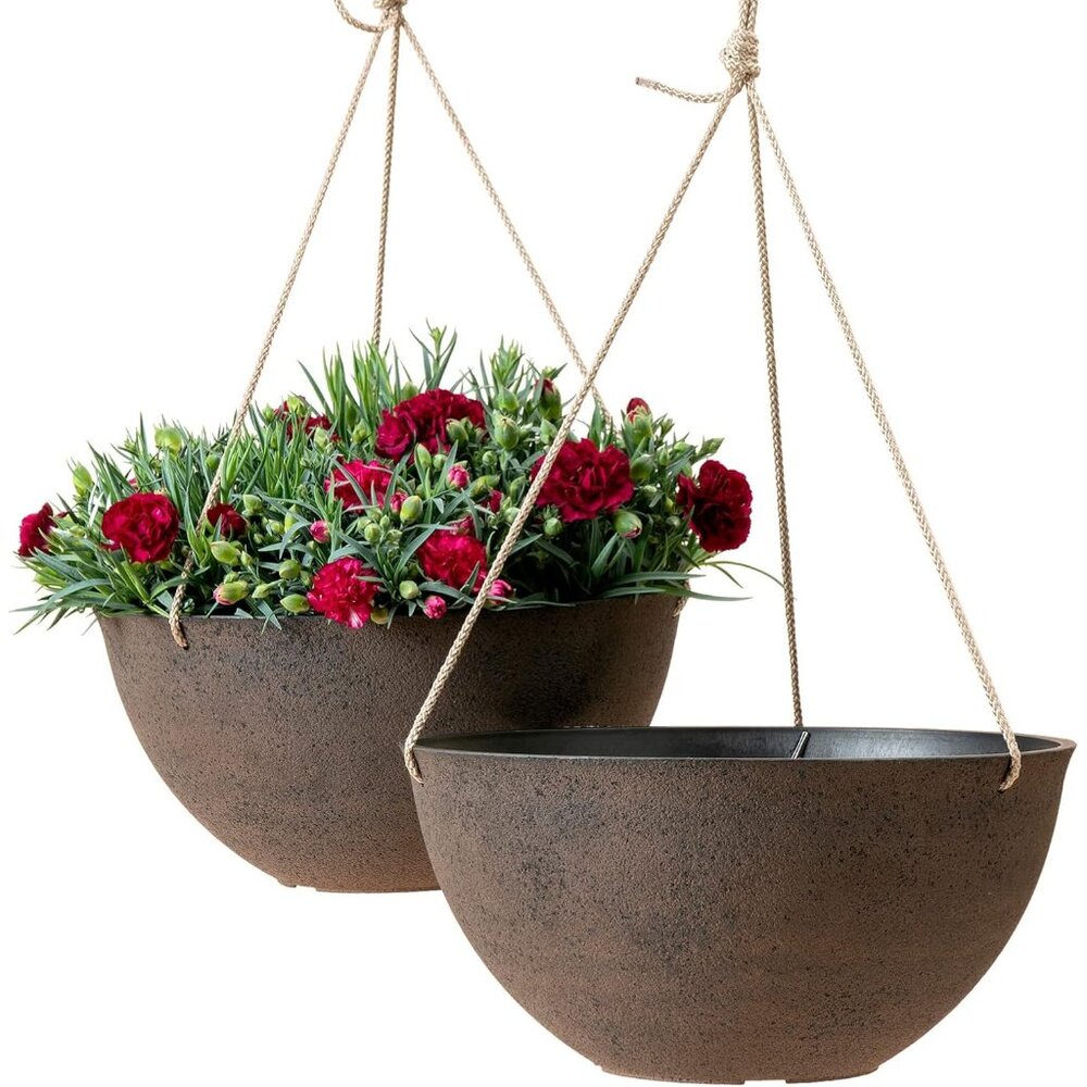 Large Hanging Planters - 13 Inch Flower Pots Outdoor Indoor, Hanging Garden Plan